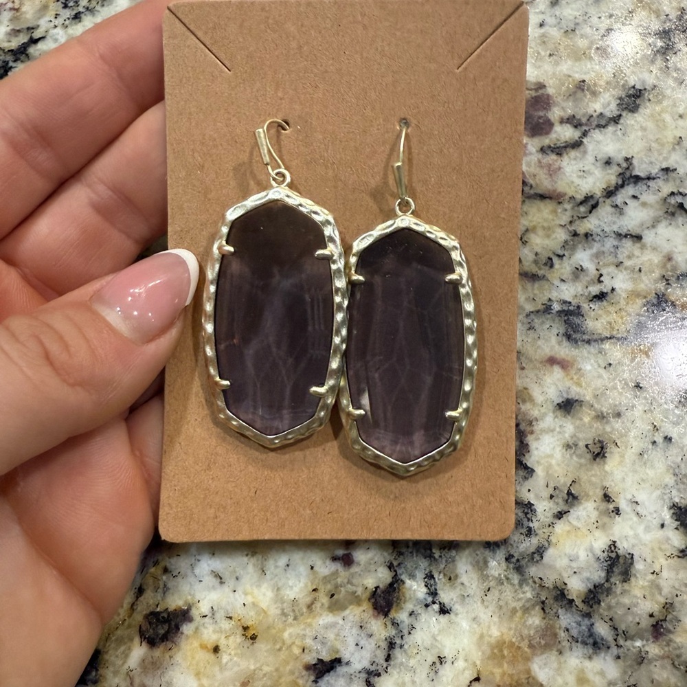 Kendra Scott Elle Amethyst Drop Earrings Dark Purple